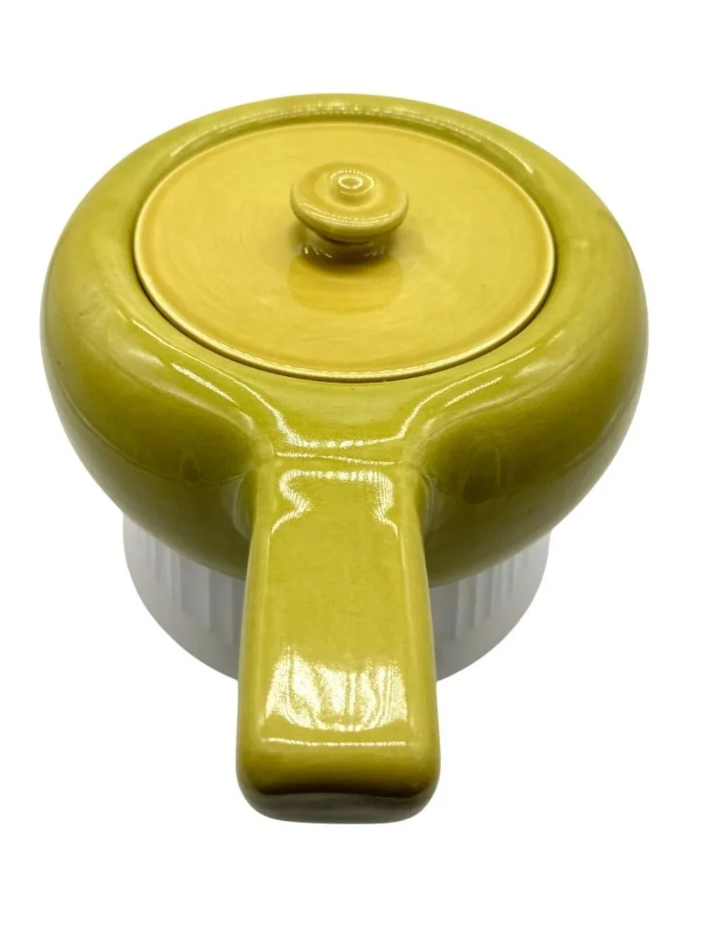 Vintage Russell Wright MCM Avocado Green Ceramic Covered Casserole Dish USA